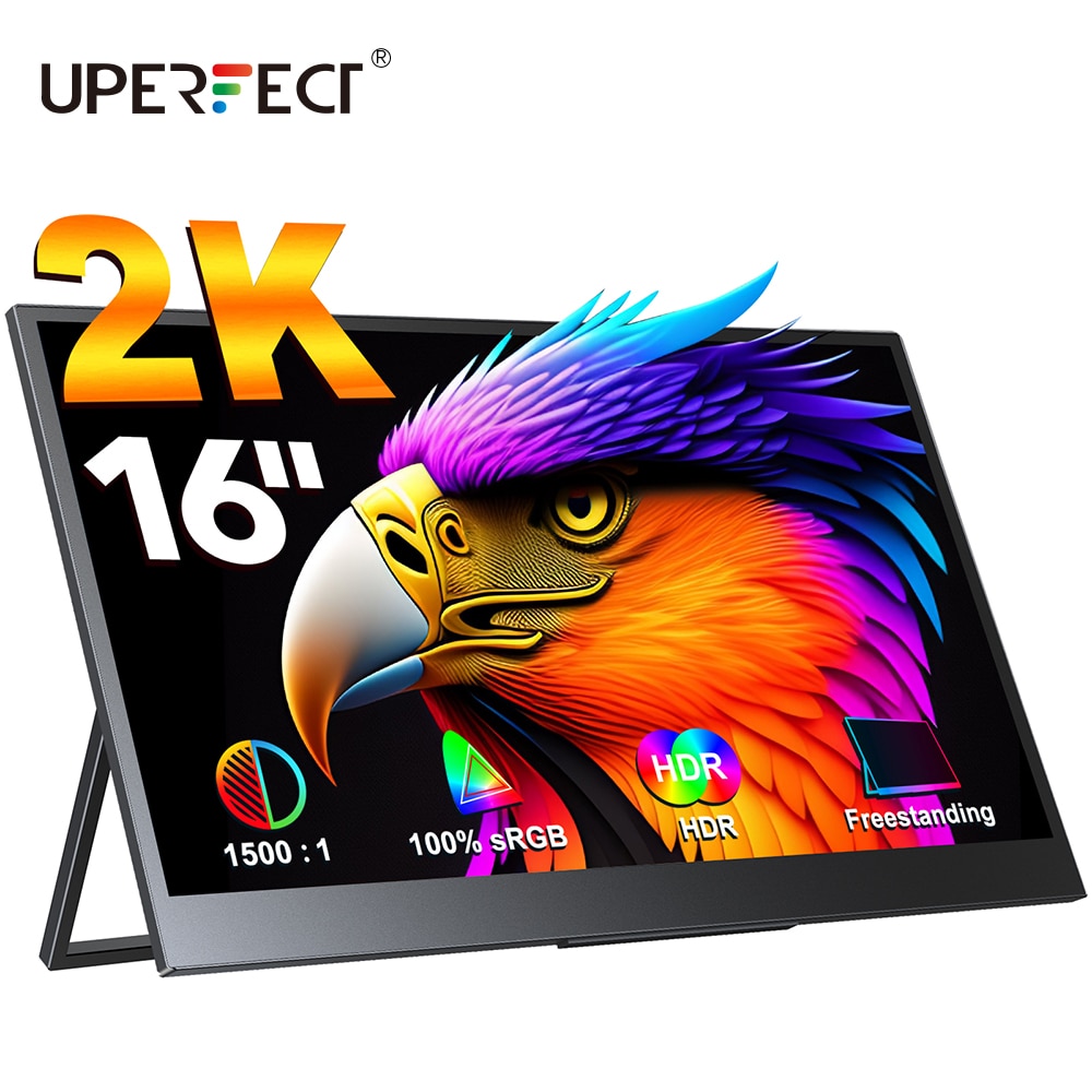 Uperfect Mobile Monitor 16 ġ  ޴ 2K LCD ÷ ڵ ̹    ĵ ĵ, OTG VESA ȣȯ Lightweight Ultra-Then 100% 